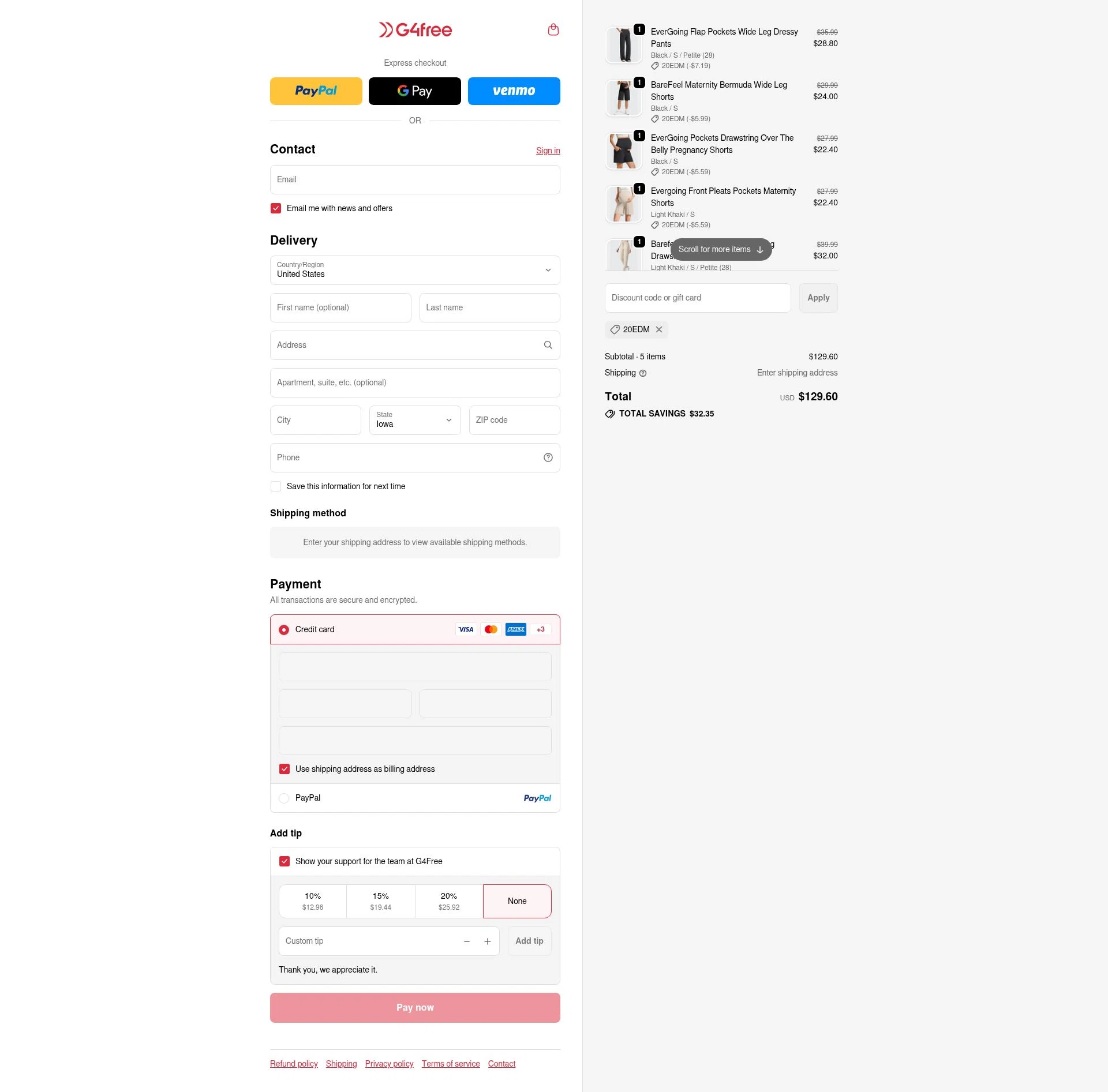 G4Free checkout page showing G4Free promo code box | Screenshot taken by SimplyCodes community member on Jan 9, 2026