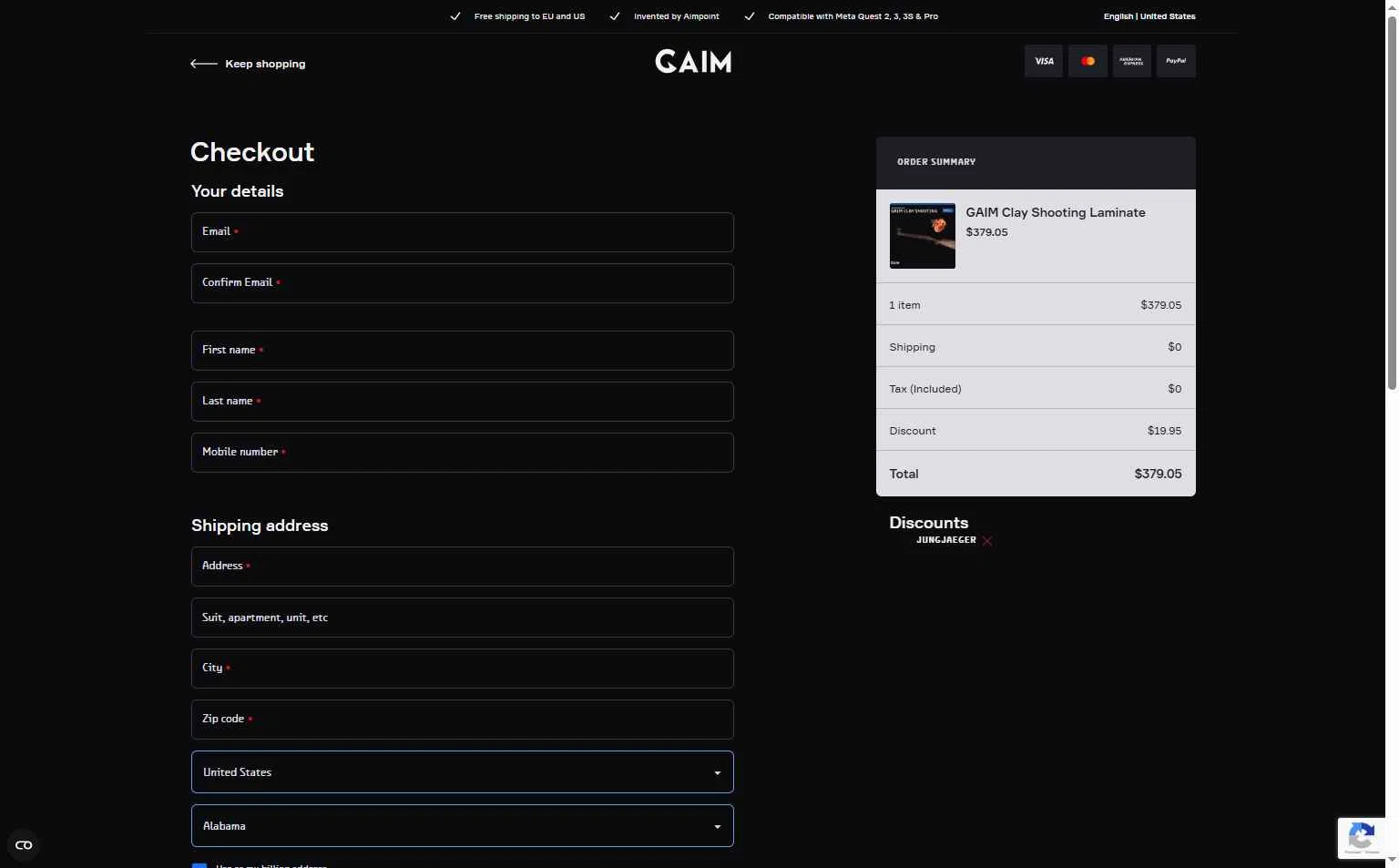 GAIM checkout page showing GAIM promo code box | Screenshot taken by SimplyCodes community member on Jan 4, 2026