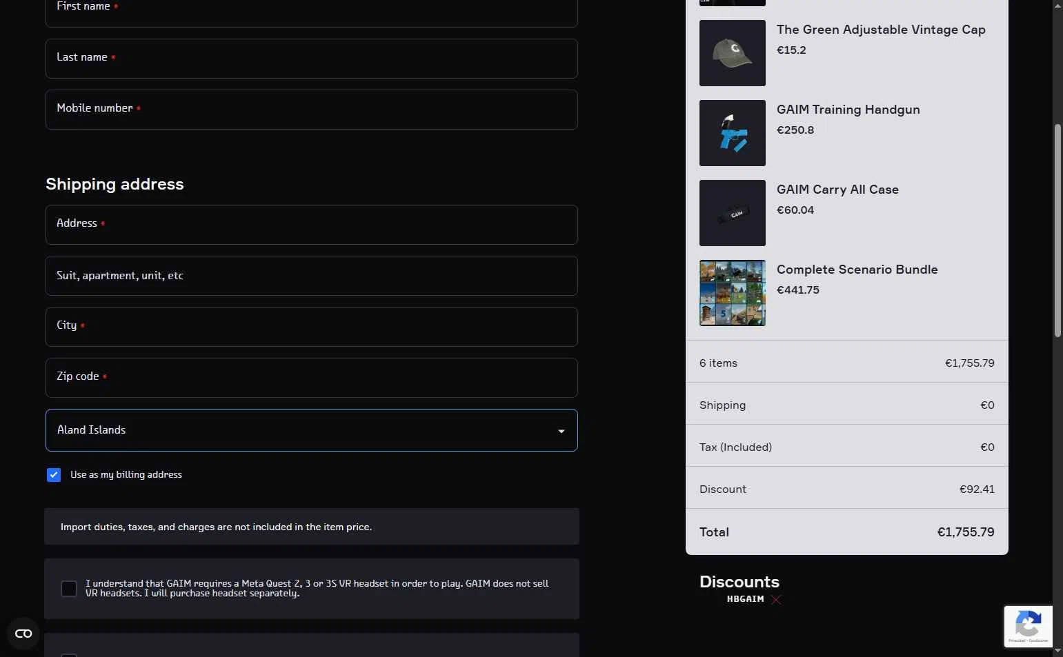 GAIM checkout page showing GAIM promo code box | Screenshot taken by SimplyCodes community member on Dec 17, 2025