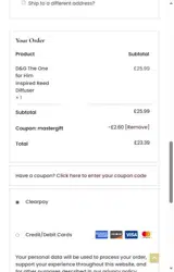 MASTERGIFT coupon verification screenshot