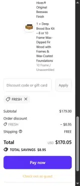 Galena Farms coupon verification screenshot