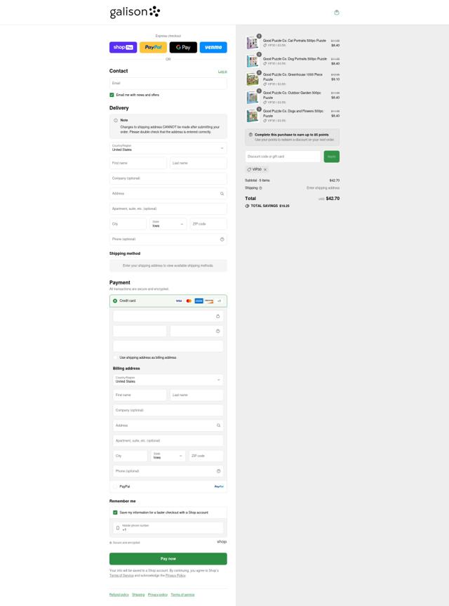 Galison/Mudpuppy checkout page showing Galison/Mudpuppy promo code box | Screenshot taken by SimplyCodes community member on Aug 23, 2025