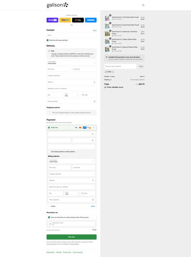 Galison/Mudpuppy checkout page showing Galison/Mudpuppy promo code box | Screenshot taken by SimplyCodes community member on Aug 17, 2025