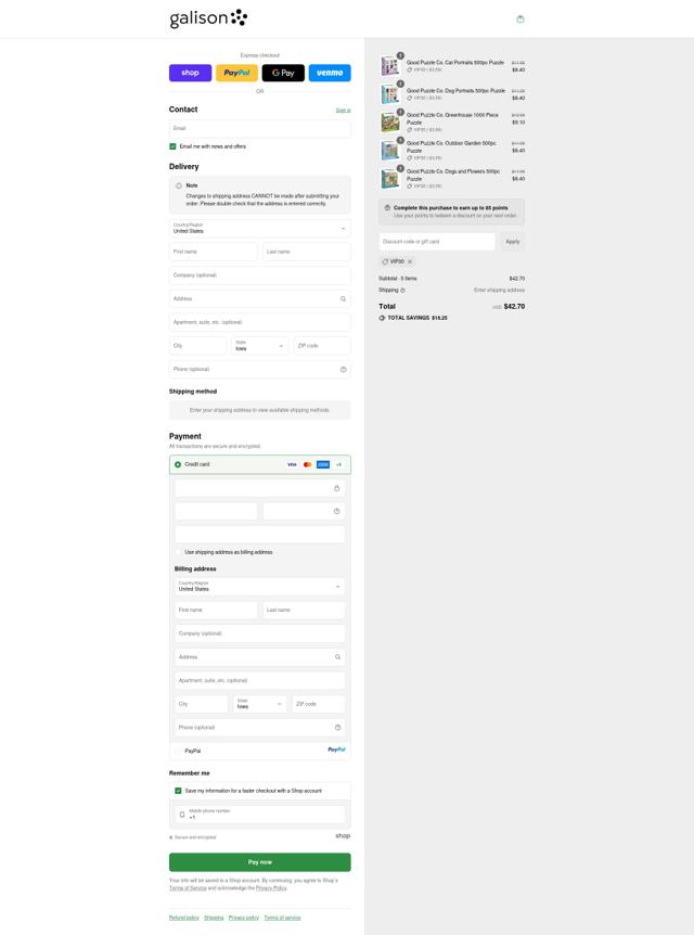 Galison/Mudpuppy checkout page showing Galison/Mudpuppy promo code box | Screenshot taken by SimplyCodes community member on Sep 16, 2025