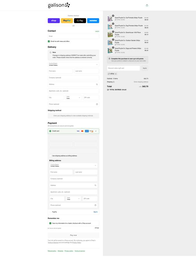 Galison/Mudpuppy checkout page showing Galison/Mudpuppy promo code box | Screenshot taken by SimplyCodes community member on Sep 8, 2025
