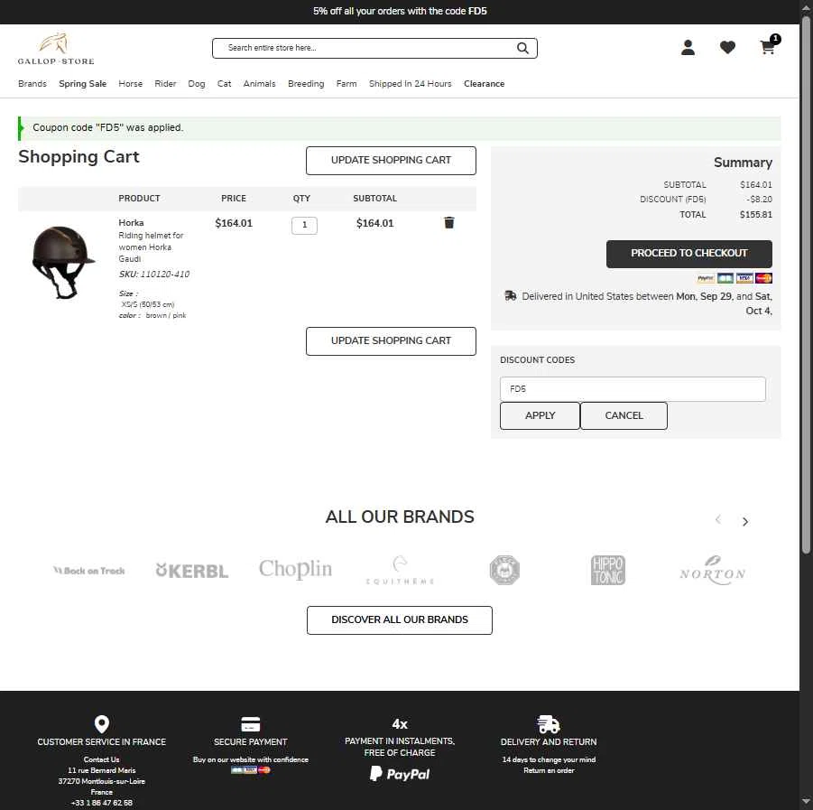 Gallop-Store checkout page showing Gallop-Store promo code box | Screenshot taken by SimplyCodes community member on Sep 26, 2025