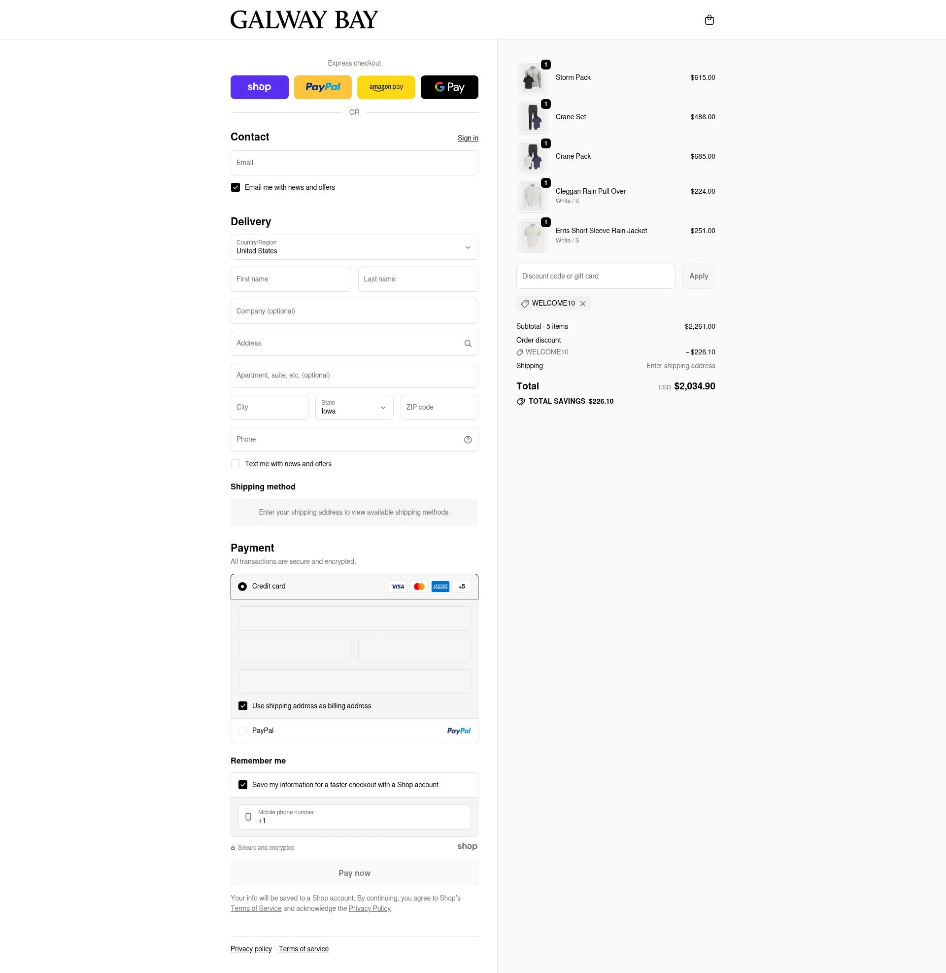 Galway Bay Apparel, LLC checkout page showing Galway Bay Apparel, LLC promo code box | Screenshot taken by SimplyCodes community member on Dec 10, 2025