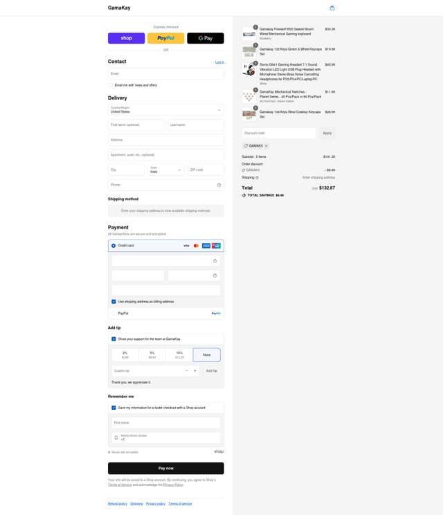 Gamakay checkout page showing Gamakay discount code box | Screenshot taken by SimplyCodes community member on Sep 1, 2025