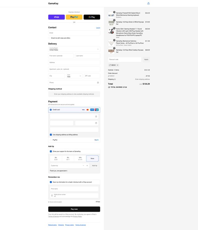 Gamakay checkout page showing Gamakay discount code box | Screenshot taken by SimplyCodes community member on Sep 1, 2025