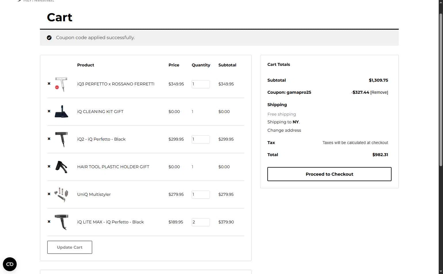 Gama Professional checkout page showing Gama Professional promo code box | Screenshot taken by SimplyCodes community member on Oct 23, 2025