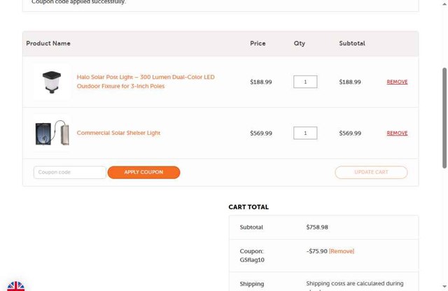 Gama Sonic checkout page showing Gama Sonic coupon code box | Screenshot taken by SimplyCodes community member on Jun 13, 2025