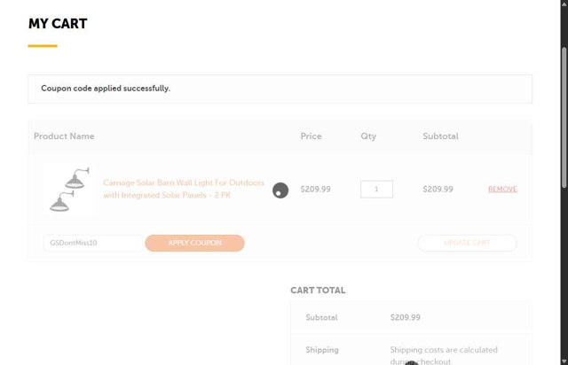 Gama Sonic checkout page showing Gama Sonic coupon code box | Screenshot taken by SimplyCodes community member on Aug 27, 2025
