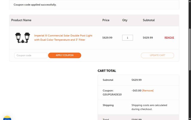 Gama Sonic checkout page showing Gama Sonic coupon code box | Screenshot taken by SimplyCodes community member on Aug 19, 2025