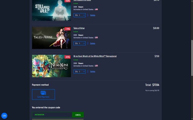 GamersGate checkout page showing GamersGate coupon code box | Screenshot taken by SimplyCodes community member on Aug 26, 2025