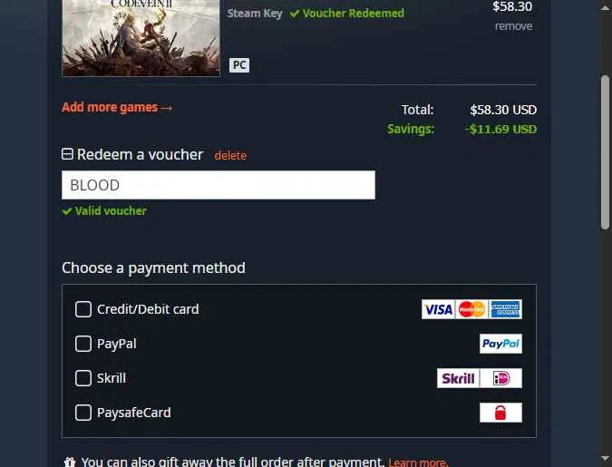 Gamesplanet checkout page showing Gamesplanet promo code box | Screenshot taken by SimplyCodes community member on Feb 7, 2026