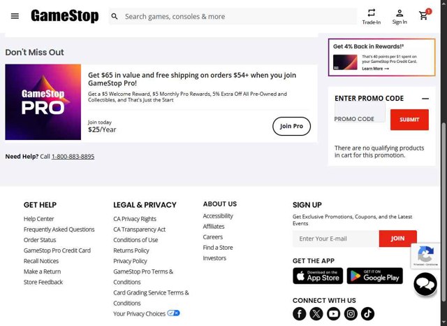 GameStop checkout page showing GameStop promo code box | Screenshot taken by SimplyCodes community member on May 28, 2025