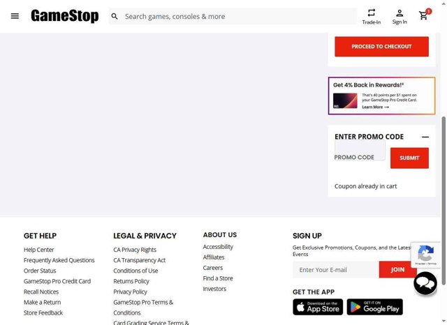 GameStop checkout page showing GameStop promo code box | Screenshot taken by SimplyCodes community member on Jun 29, 2025