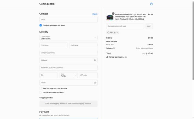 GamingCobra checkout page showing GamingCobra promo code box | Screenshot taken by SimplyCodes community member on Sep 10, 2025