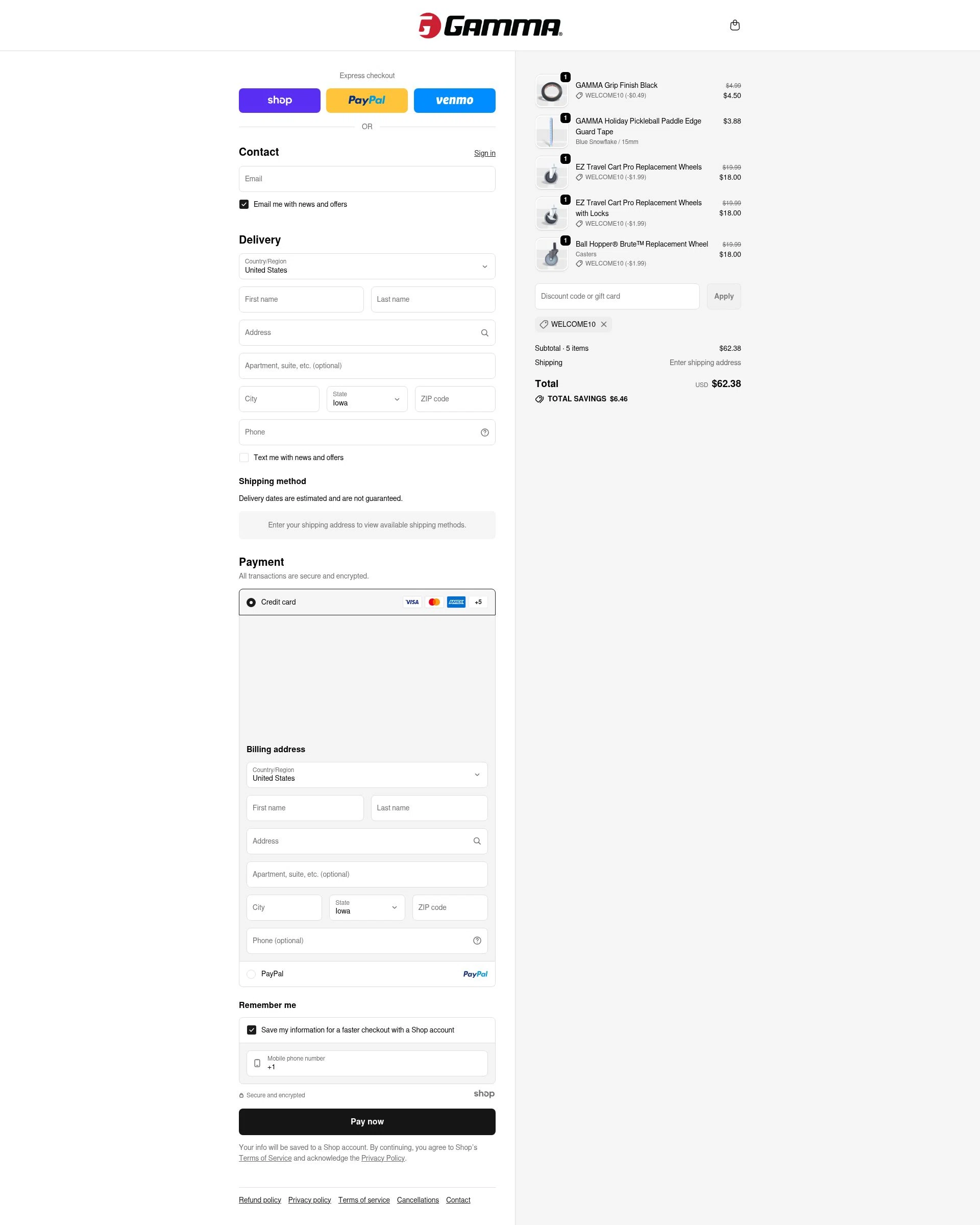 Gamma Sports checkout page showing Gamma Sports promo code box | Screenshot taken by SimplyCodes community member on Nov 24, 2025