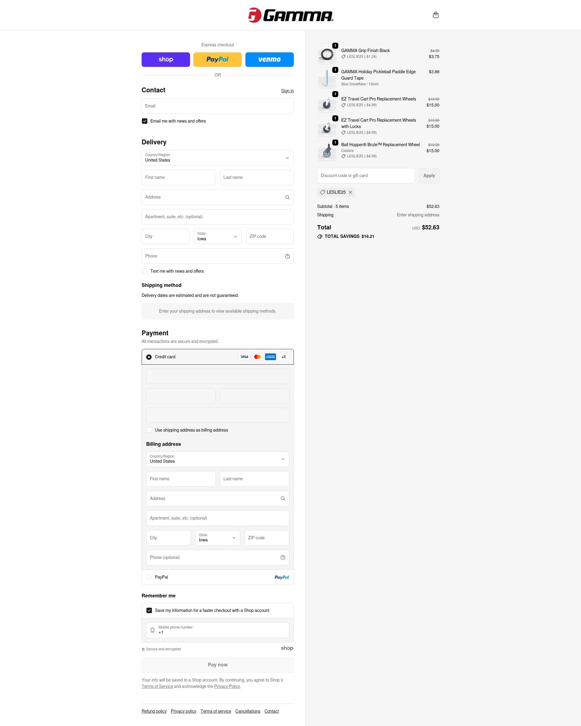 Gamma Sports checkout page showing Gamma Sports promo code box | Screenshot taken by SimplyCodes community member on Nov 24, 2025