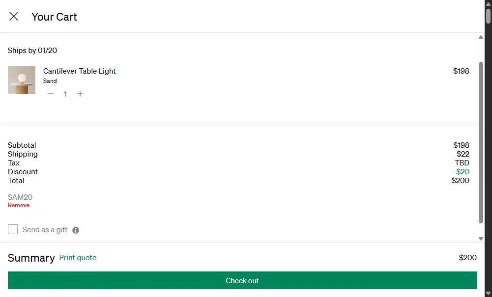 Gantri checkout page showing Gantri discount code box | Screenshot taken by SimplyCodes community member on Jan 9, 2026