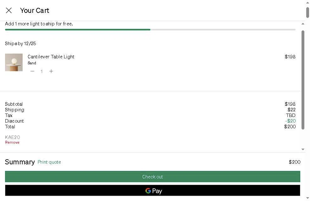 Gantri checkout page showing Gantri discount code box | Screenshot taken by SimplyCodes community member on Dec 14, 2025