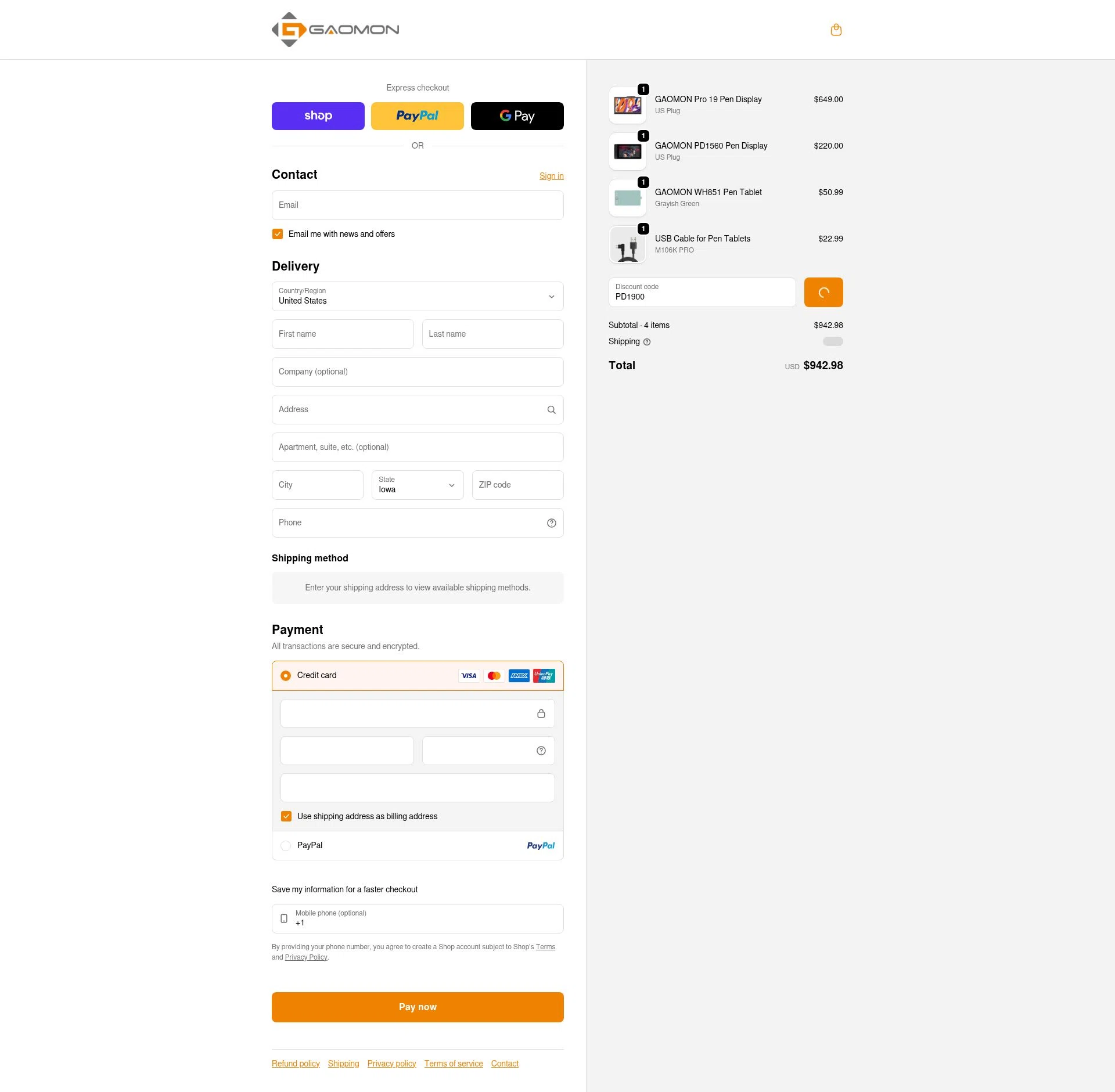 GAOMON checkout page showing GAOMON discount code box | Screenshot taken by SimplyCodes community member on Feb 11, 2026
