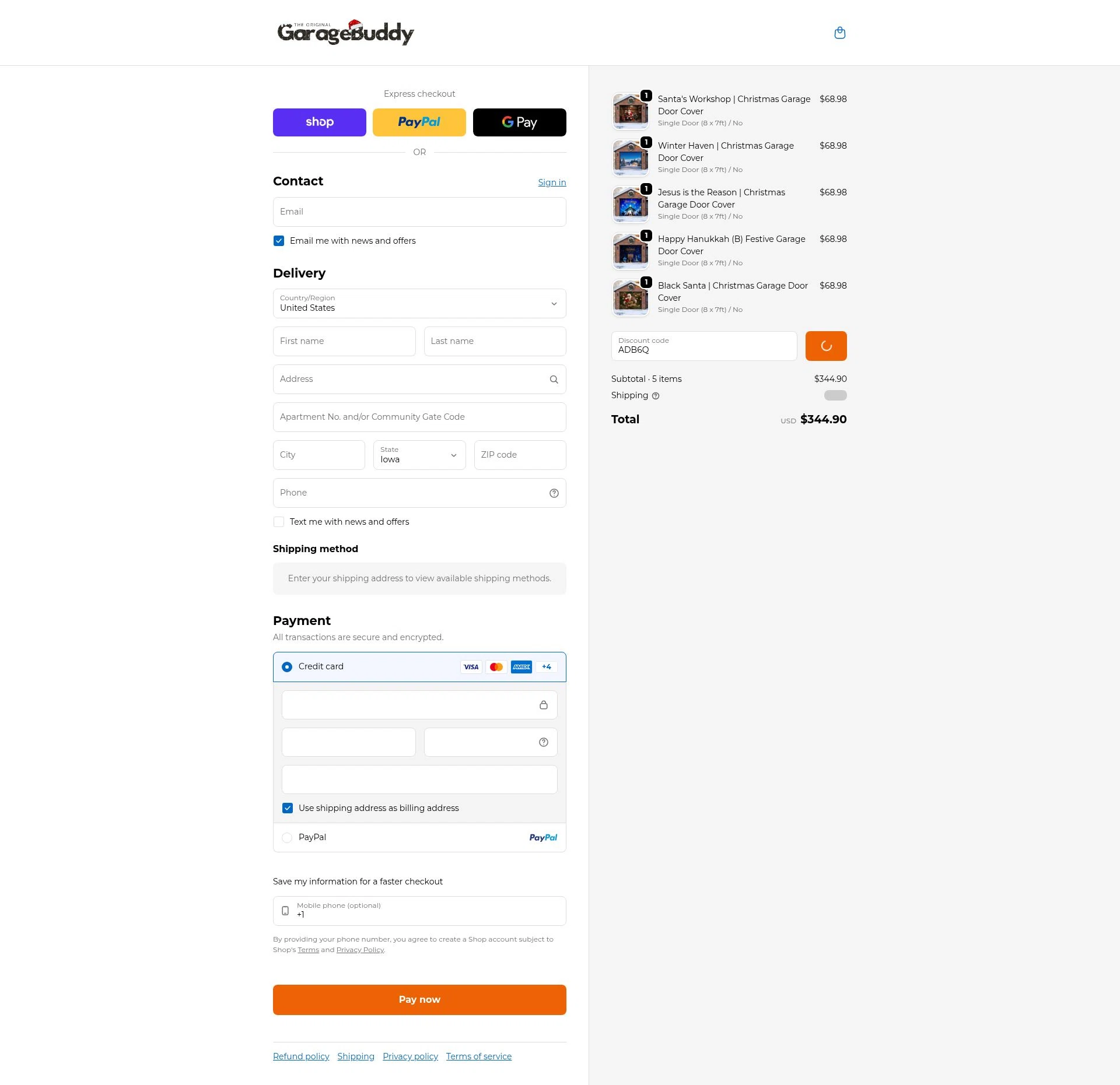 GarageBuddy checkout page showing GarageBuddy promo code box | Screenshot taken by SimplyCodes community member on Feb 6, 2026