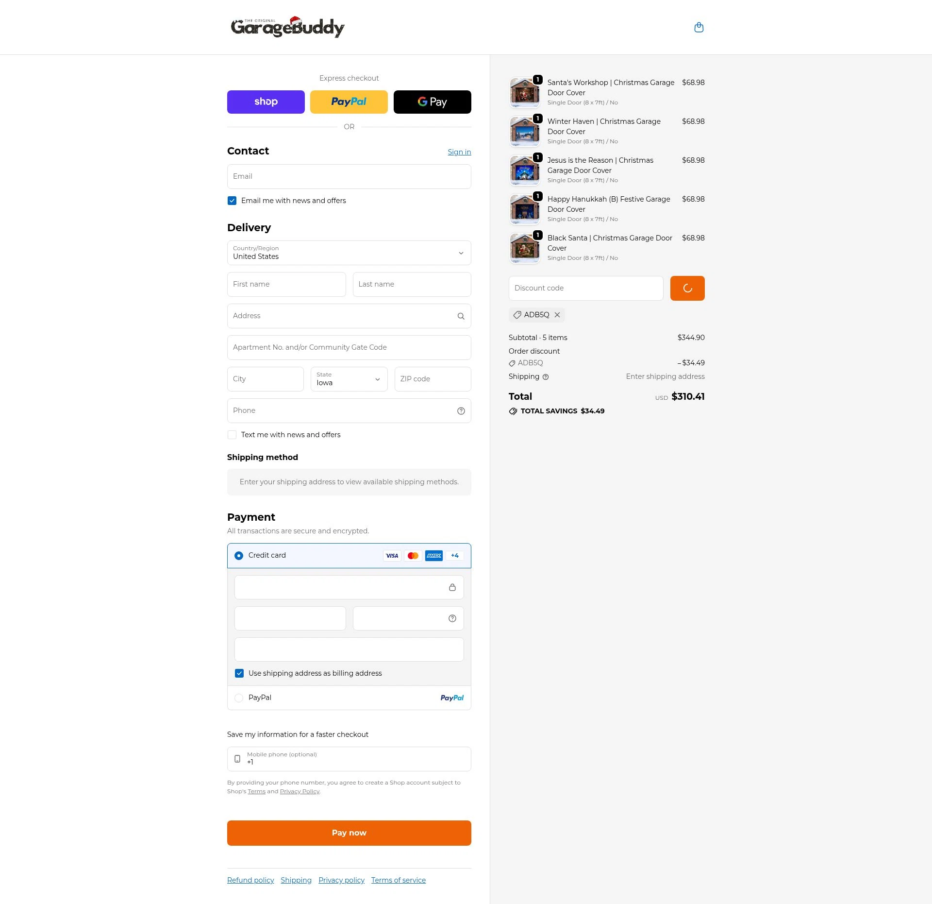 GarageBuddy checkout page showing GarageBuddy promo code box | Screenshot taken by SimplyCodes community member on Feb 6, 2026