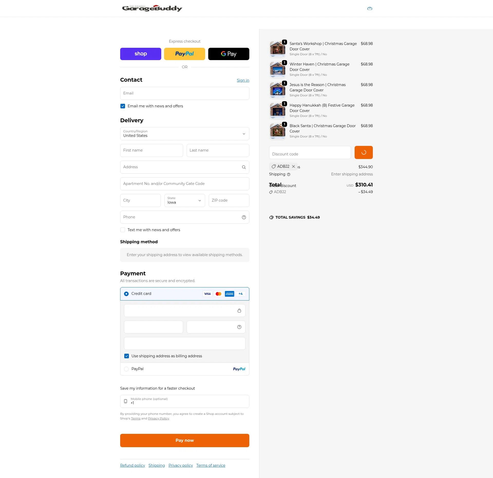GarageBuddy checkout page showing GarageBuddy promo code box | Screenshot taken by SimplyCodes community member on Feb 6, 2026