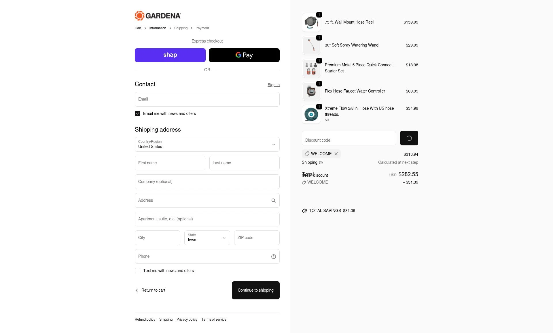 Gardena checkout page showing Gardena discount code box | Screenshot taken by SimplyCodes community member on Feb 2, 2026