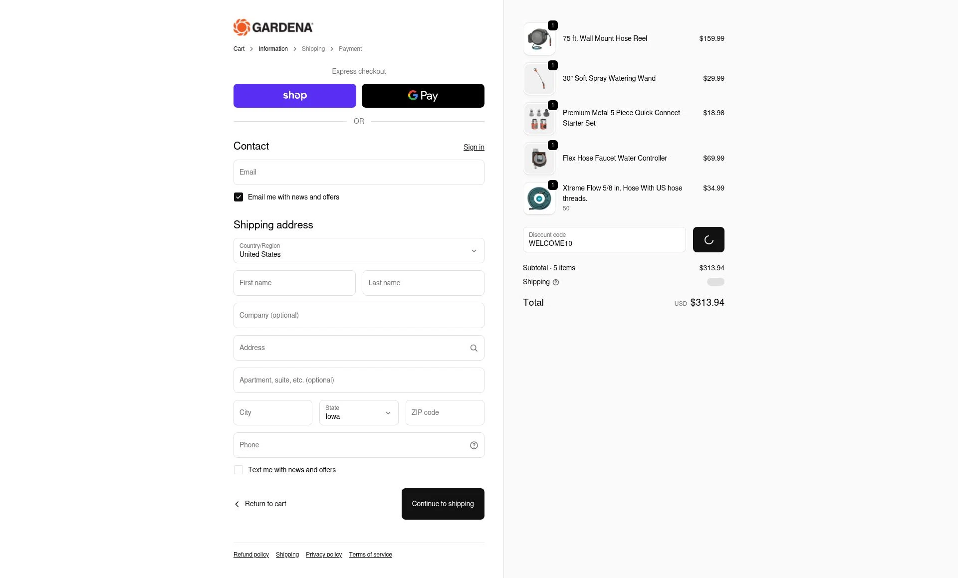 Gardena checkout page showing Gardena discount code box | Screenshot taken by SimplyCodes community member on Feb 6, 2026