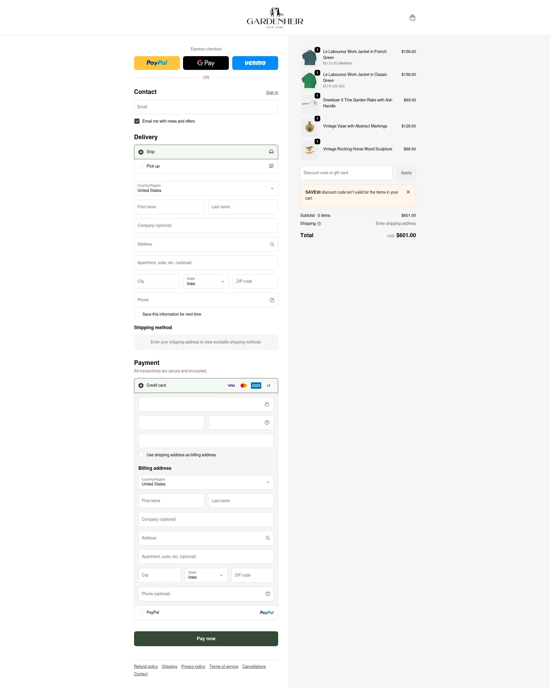 Gardenheir checkout page showing Gardenheir discount code box | Screenshot taken by SimplyCodes community member on Feb 5, 2026