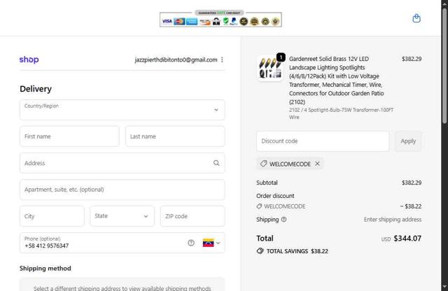 Gardenreet checkout page showing Gardenreet coupon code box | Screenshot taken by SimplyCodes community member on Sep 29, 2025