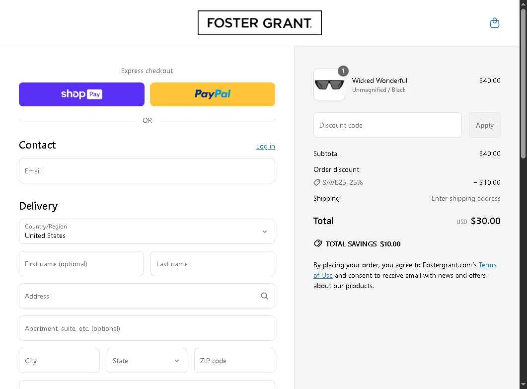 Gargoyles Eyewear checkout page showing Gargoyles Eyewear promo code box | Screenshot taken by SimplyCodes community member on Apr 21, 2025