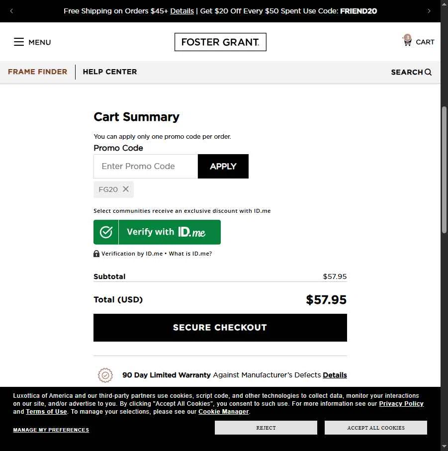 Gargoyles Eyewear checkout page showing Gargoyles Eyewear promo code box | Screenshot taken by SimplyCodes community member on Jun 10, 2025