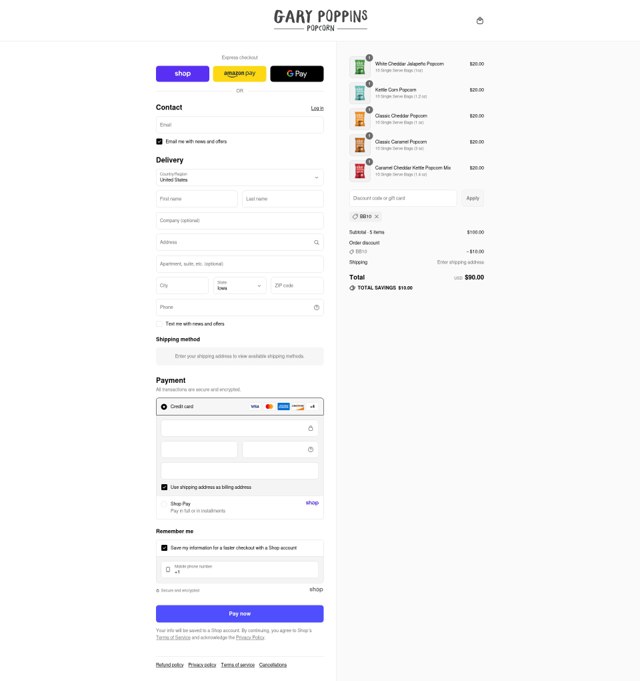 Gary Poppins checkout page showing Gary Poppins coupon code box | Screenshot taken by SimplyCodes community member on Sep 7, 2025