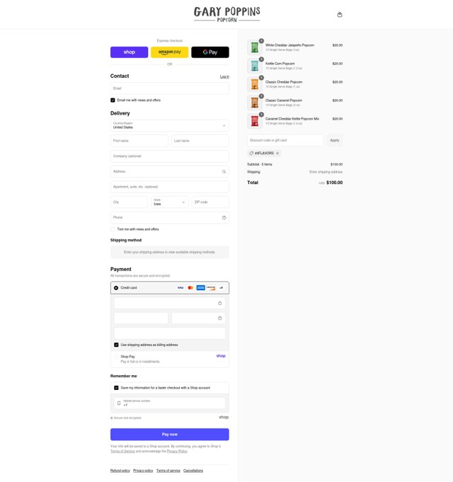 Gary Poppins checkout page showing Gary Poppins coupon code box | Screenshot taken by SimplyCodes community member on Sep 7, 2025