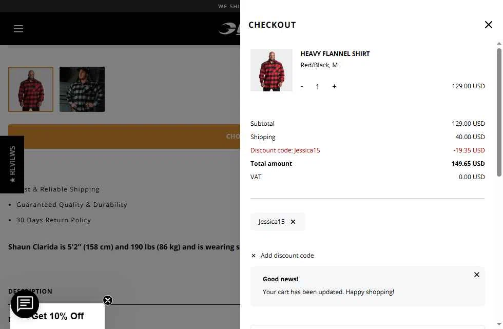 GASP checkout page showing GASP discount code box | Screenshot taken by SimplyCodes community member on Feb 2, 2026