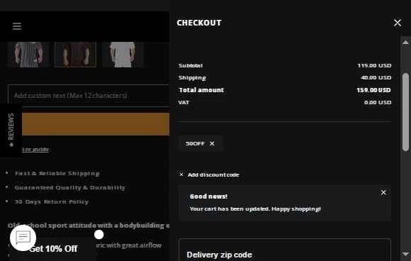 GASP checkout page showing GASP discount code box | Screenshot taken by SimplyCodes community member on Feb 16, 2026