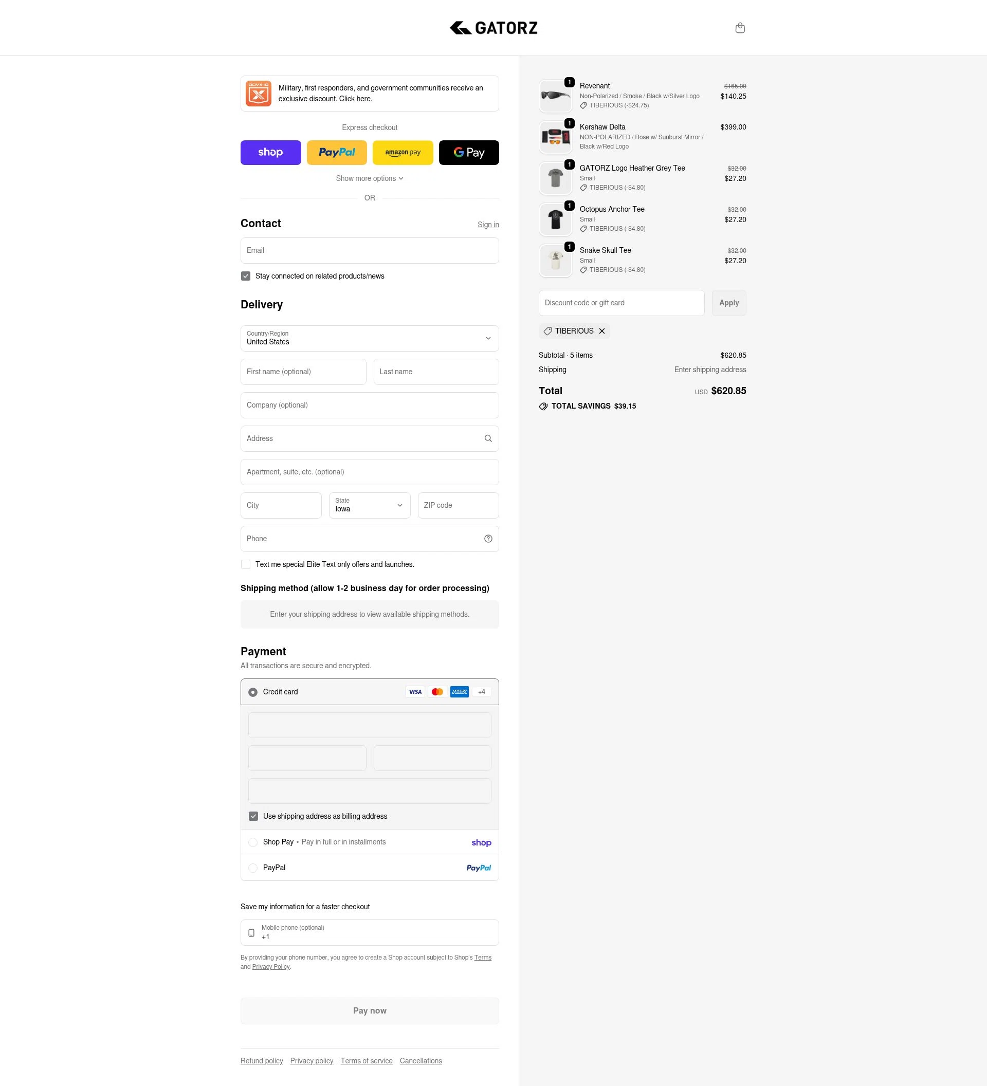 Gatorz checkout page showing Gatorz discount code box | Screenshot taken by SimplyCodes community member on Feb 25, 2026