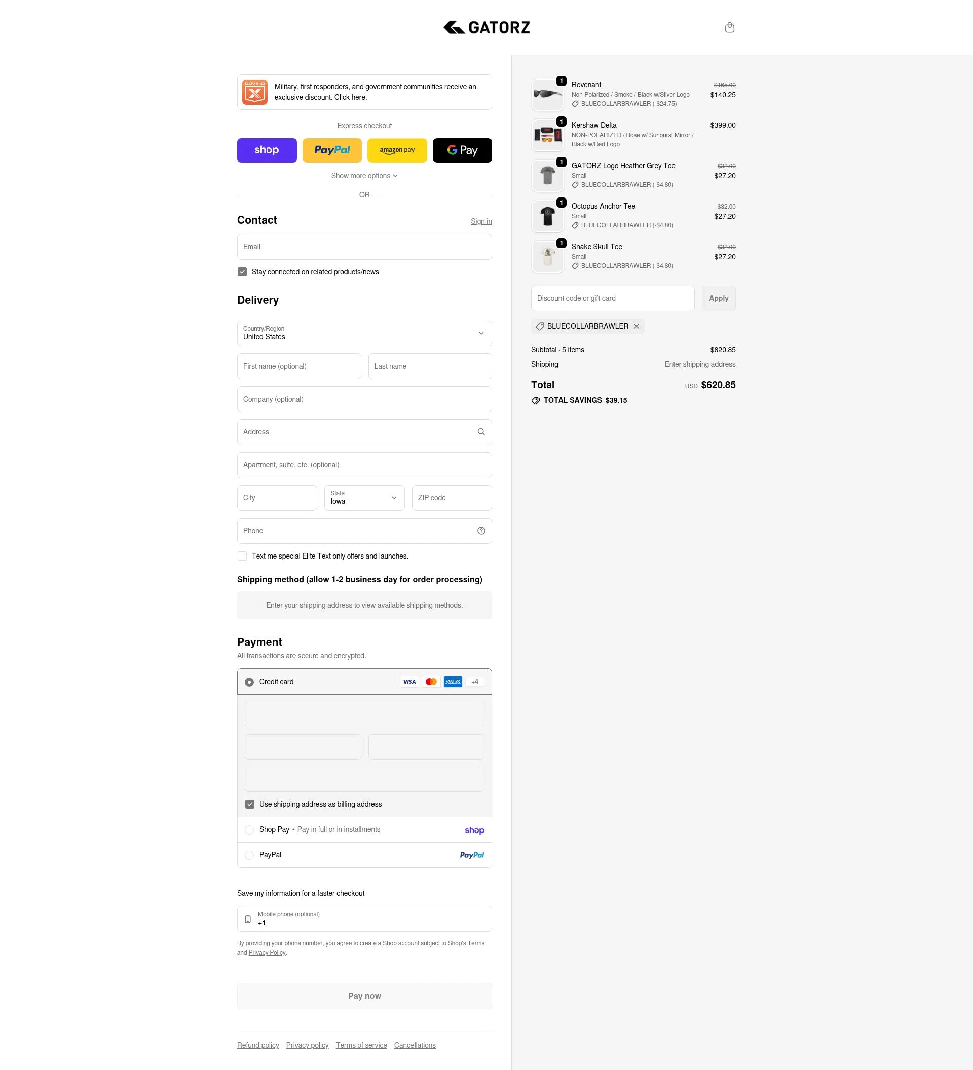 Gatorz checkout page showing Gatorz discount code box | Screenshot taken by SimplyCodes community member on Feb 25, 2026