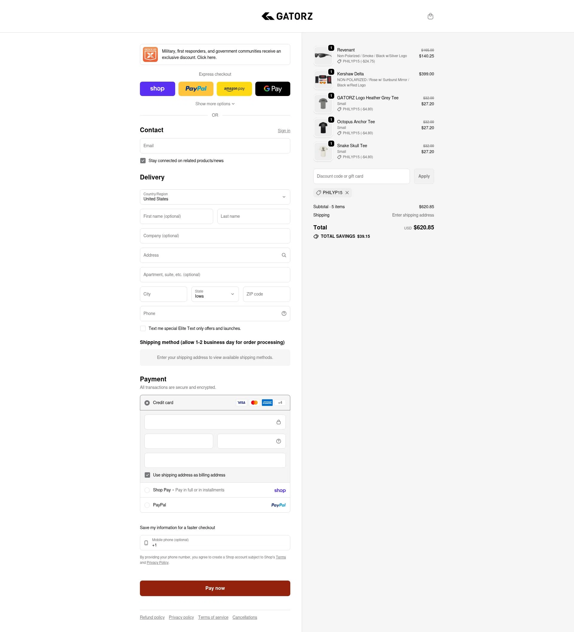 Gatorz checkout page showing Gatorz discount code box | Screenshot taken by SimplyCodes community member on Feb 25, 2026