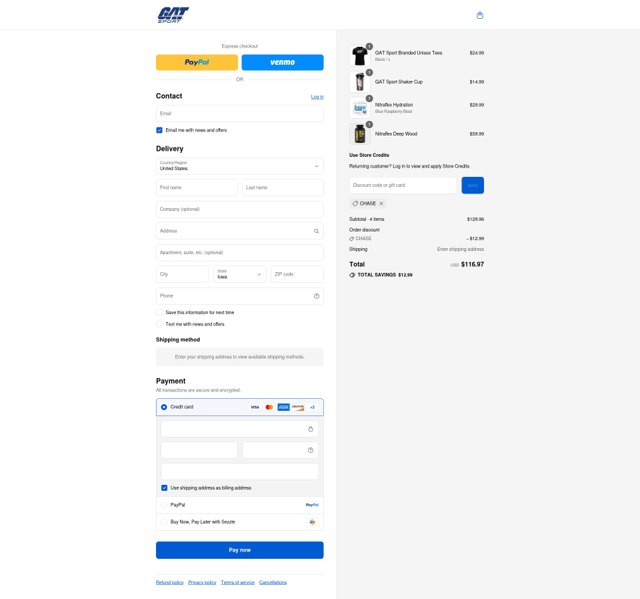 GAT Sport checkout page showing GAT Sport discount code box | Screenshot taken by SimplyCodes community member on Sep 6, 2025