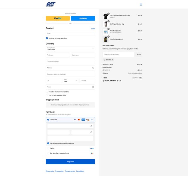 GAT Sport checkout page showing GAT Sport discount code box | Screenshot taken by SimplyCodes community member on Sep 6, 2025