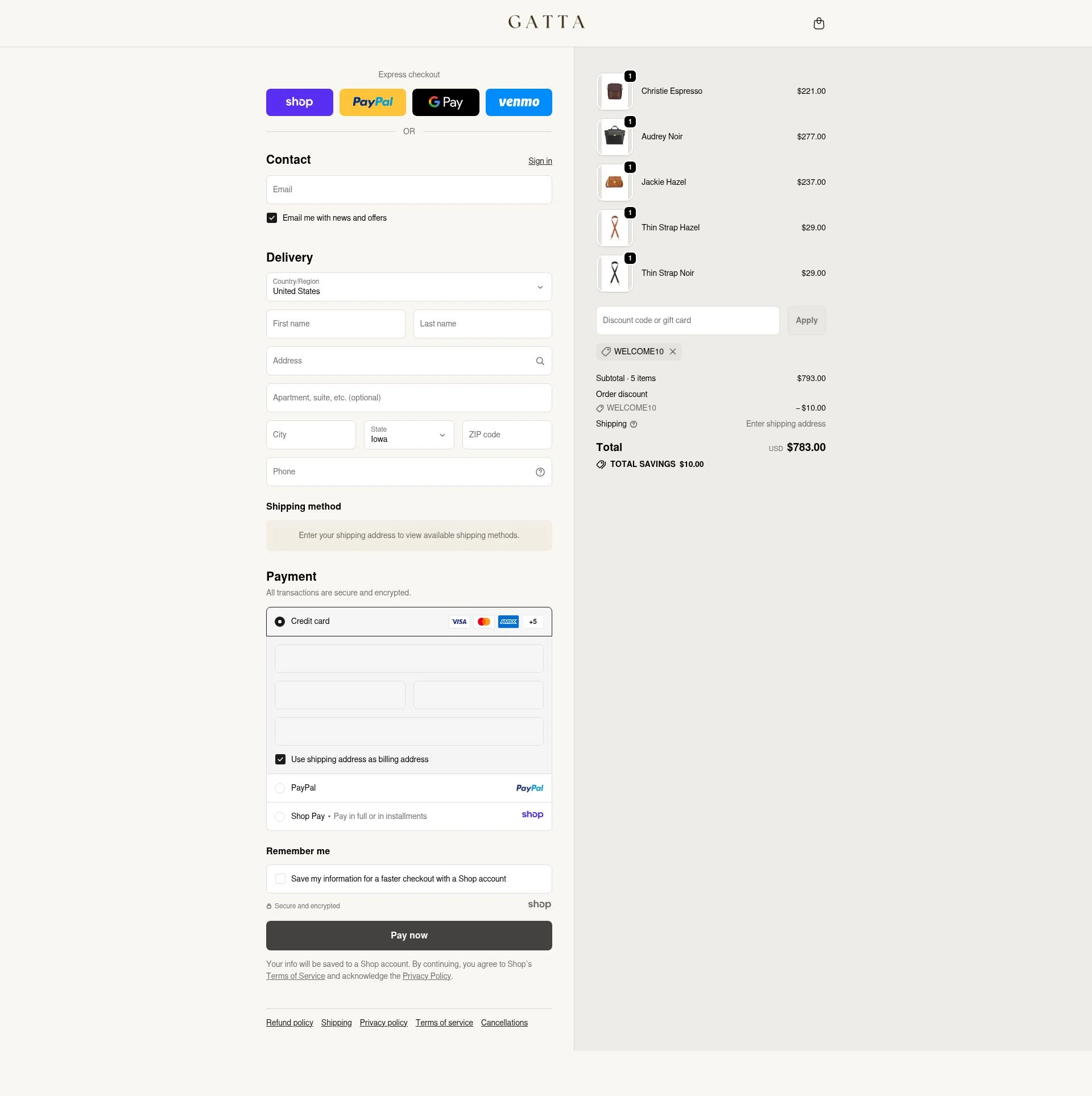 GATTA checkout page showing GATTA promo code box | Screenshot taken by SimplyCodes community member on Dec 10, 2025