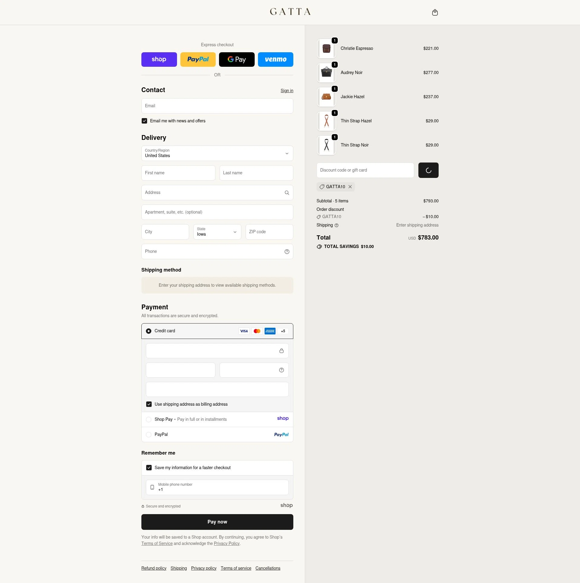GATTA checkout page showing GATTA promo code box | Screenshot taken by SimplyCodes community member on Dec 23, 2025