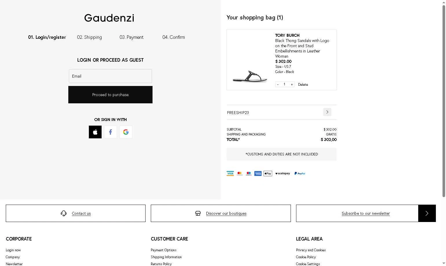 Gaudenzi Boutique checkout page showing Gaudenzi Boutique promo code box | Screenshot taken by SimplyCodes community member on Dec 29, 2025