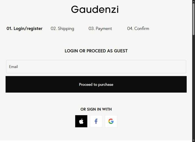 Gaudenzi Boutique checkout page showing Gaudenzi Boutique promo code box | Screenshot taken by SimplyCodes community member on Aug 8, 2025