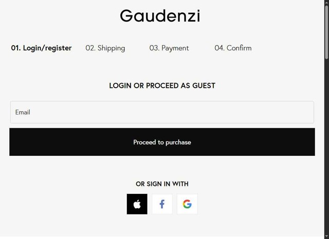 Gaudenzi Boutique checkout page showing Gaudenzi Boutique promo code box | Screenshot taken by SimplyCodes community member on Aug 8, 2025